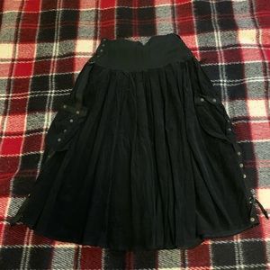 Black Thick Corduroy Midi Skirt- with Pockets